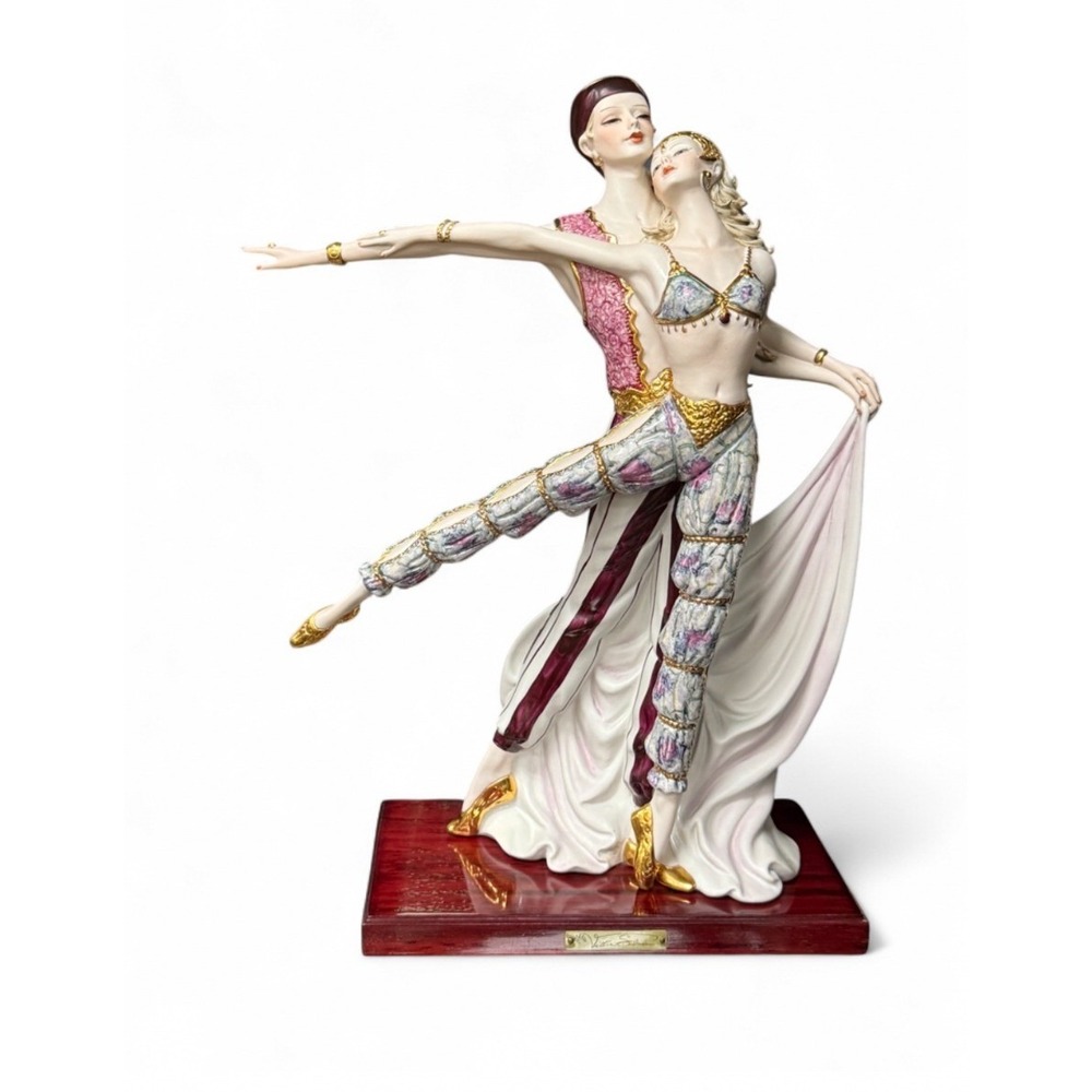 Vittorio Sabadin Dancers Figurine 17" Signed Rare Capodimonte Italy Vintage